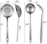 Stainless Steel Soup Ladle and Slotted Spoon Set - 15.8" Solid Ladle & 15" Skimmer Spoon for Serving,Cooking,and Straining - Heavy Duty Kitchen Tools - Image 3