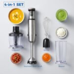 TALIA 4-in-1 Immersion Blender, Hand Blender with Stainless Steel Shaft, Variable Speed & Turbo, Dishwasher-Safe, for Soups, Smoothies, Baby Food, Puree & Shakes - Image 3