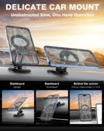 Smolink Tesla Phone Mount, All Metal Strong Magnet Magnetic Phone Holder for Car Dashborad and Tesla Model 3/Y/S/X, Foldable Hidden for MagSafe Car Mount Fit for iPhone All Phones, Black - Image 3