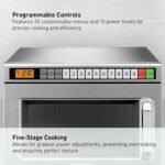Panasonic PRO1 Commercial Microwave Oven, Heavy Duty, .6 cu ft 2100W, 5-Stage Cooking, LCD Display, Stainless Steel, Programmable, NSF & UL Approved - NE-21521 - Image 4