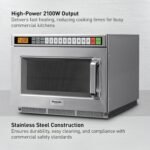 Panasonic PRO1 Commercial Microwave Oven, Heavy Duty, .6 cu ft 2100W, 5-Stage Cooking, LCD Display, Stainless Steel, Programmable, NSF & UL Approved - NE-21521 - Image 5
