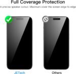 JETech Full Coverage Screen Protector for iPhone 14 Pro Max 6.7-Inch, 9H Tempered Glass Film Case-Friendly, HD Clear, 3-Pack - Image 3