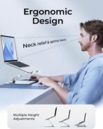 Adjustable Ergonomic Laptop Stand for Desk, Foldable Computer Stand, Stable Aluminum Lectern Notebook Riser & Portable Laptop Holder Mount Compatible with 10-16" MacBook Pro/Air, Dell, HP - Image 3