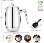 Easyworkz Nando French Press 23 oz Double Wall Insulated Thermal Coffee Maker,304 Stainless Steel Cafetiere - Image 3