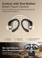 Wireless Earbuds, ENC Noise Cancelling Ear Buds with Smart Touchscreen, Bluetooth 5.4 Headphones, Bass Stereo Sound Over-Ear Earbuds, 5 EQ Modes for Sports/Travel/Gym- Jet Black - Image 5