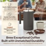 Extra Large French Press Coffee Maker 59 oz (1.75L), Large Capacity Stainless Steel Big French Press XL, Thermal Insulated Largest Coffee Maker with Double Walled Insulation, Gray - Image 3
