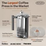 Extra Large French Press Coffee Maker 59 oz (1.75L), Large Capacity Stainless Steel Big French Press XL, Thermal Insulated Largest Coffee Maker with Double Walled Insulation, Gray - Image 4