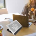 Aluminum Alloy Laptop Cooling Pad with Dual USB Ports Quiet Thin Notebook Cooler Stand for Laptops Up to Ergonomic Angles Skid-Resistant Computer Fan Support Frame in Silver - Image 6