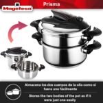 MAGEFESA Prisma Pressure Cooker, 4.2+6.3 Qt, 18/10 Stainless Steel, Easy Lock, Induction Compatible, 5 Safety Systems, 11.6 PSI - Image 4