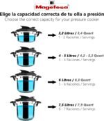 MAGEFESA Prisma Pressure Cooker, 4.2+6.3 Qt, 18/10 Stainless Steel, Easy Lock, Induction Compatible, 5 Safety Systems, 11.6 PSI - Image 5