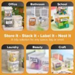 Bostitch Konnect Storage Containers with Lids, Organizer, Clear Plastic Box, Stackable Nesting Bins, Medium, 2 Pack - Image 3