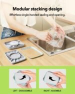 Airtight Food Storage with One-Touch Lid, (3 × 1.27 QT / 1.2 L) Stackable Durable PET for Sugar, Grains, Coffee Beans, and Baking Pantry Organization - Image 5