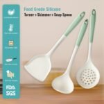 3-Piece Food-Grade Silicone Cooking Utensils Set: Spatula, Skimmer & Soup Ladle - Heat-Resistant Non-Scratch Tools for Non-Stick Pans, Easy to Clean - Image 3