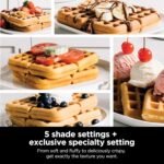 Ninja BW1001 NeverStick PRO Belgian Waffle Maker, Vertical Design, 5 Shade Settings, with Precision-Pour Cup & Chef-curated Recipe Guide, Black & Silver - Image 3