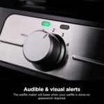 Ninja BW1001 NeverStick PRO Belgian Waffle Maker, Vertical Design, 5 Shade Settings, with Precision-Pour Cup & Chef-curated Recipe Guide, Black & Silver - Image 4