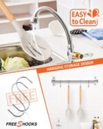 Large Silicone Cooking Spoons, 2 Pack Nonstick Solid and Slotted Wooden handle Spoon Set, Heat Resistan Silicone Kitchen Spoons for Cooking, Serving, Basting, Mixing (Khaki) - Image 5