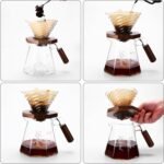 Pour Over Coffee Maker, 20 oz Borosilicate Glass Set with 100 pcs V60 Paper Filter, Walnut Collar & Glass Lid, Drip Coffee Maker, 1-3 Cups, Clear (B-600 ml Set) - Image 5
