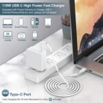 Mac Book Pro Charger - 118W USB C Charger Fast Charger Compatible with MacBook Pro/Air, M1 M2 M3 M4 M5, iPad Pro, Samsung Galaxy, and More USB-C Devices(6.6 ft Cable Included) - Image 3