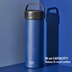 ESPRO P0 Ultralight French Press Coffee Maker for Travel, Vacuum Insulated Stainless Steel, 16 Ounces, Aegean Blue - Image 4