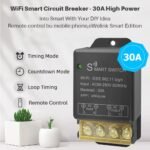 Ewelink 30A Hight Power WiFi Smart Switch 110V/120V/240V, APP Remote with Timer, Wireless DIY Mode for Home Automation, Compatible with Alexa & Google Home - Image 3