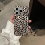 Compatible for iPhone 13 & iPhone 14 Case with Cute Cheetah Leopard Print Retro Aesthetics Design Soft Slim TPU Shockproof Protective Bumper Glitter Shiny Phone Cover-Gold - Image 4