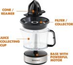 Elite Gourmet ETS623 BPA-Free 40-Watt Electric Citrus Juicer, Compact, Large Volume, Pulp Control, Oranges, Lemons, Limes, Grapefruits with Easy Pour Spout, 24oz, Black/Stainless Steel - Image 3