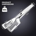 Nezylaf Kitchen Tongs 11.8 Inch 304 Stainless Steel, 2-in-1 Detachable Design | Tongs for Cooking Grilling Frying | Multi-Function Spatula Tongs with Oil Drain Holes - Image 3