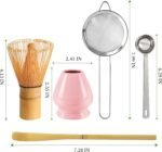 Matcha Whisk Set Matcha Making Kit Bamboo Chasen Ceramic Whisk Holder Stand Sifter Scoop Japanese Tea Tools (Solid Pink) - Image 3