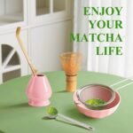 Matcha Whisk Set Matcha Making Kit Bamboo Chasen Ceramic Whisk Holder Stand Sifter Scoop Japanese Tea Tools (Solid Pink) - Image 4