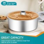 E-far Angel Food Cake Pan, 10-Inch Stainless Steel Tube Pan for Baking Pound Chiffon Cake, One-piece Design & Non-toxic, Dishwasher Safe - Image 5