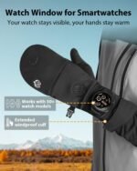 RIGWARL Winter Running Gloves Men Women Cold Weather, Touchscreen Convertible Mittens Warm Thermal Gloves with Watch Window - Image 5