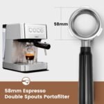 Gevi Espresso Machine with 58mm Portafilter & Milk Frother, 20 Bar Compact Expresso Machines for Home, Professional Espresso Coffee Machines for Cappuccino & Latte, Stainless Steel (Silver) - Image 4