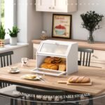Bread Box for Kitchen Countertop Bin Double Layer Bread Box Storage Container Extra Large Capacity Farmhouse with Diamond Pattern Windows (White, Large) - Image 4