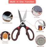 Kitchen Scissors All Purpose Heavy Duty, Kitchen Utensils Set, Stainless Steel Cooking Utensils Gadgets, Meat Poultry Food Shears Dishwasher Safe Utility Tools Home Gift (Black Red) - Image 3