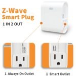 Z-Wave Outlet Plug-in Socket, Smart Plug, 1 On/Off Outlet & 1 Alway On Outlet, Z Wave Hub Required, Built-in Repeater, Works with SmartThings, Wink, Alexa, Google Assistant - Image 4