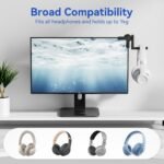 KDD Headset Stand for Monitor - Adjustable Headphone Holder with 360 Degree Rotation - Headphone Hanger for Desk - Sturdy and Space-Saving Design Cubical Accessories for Work - Image 3