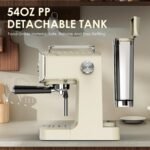 Retro-Style 20 Bar Espresso Machine with Milk Frother, ESE Pod Compatible Coffee Make with Pressure Gauge, 54 oz Food-Grade PP Removable Water Tank, Ideal for Home Barista,Griege - Image 6