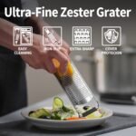 Cheese Grater, Lemon Zester, Fine Cheese Grater with Handle, Width 2.5 inch - Image 3