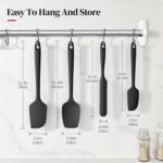 600ºF Heat Resistant Spatulas, High Heat Food Safe Semless Kitchen Silicone Scraper Set for Cooking Baking Mixing Scraping Stirring Nonstick Cookware Pan Bowl (4Pcs,Black) - Image 3