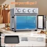 PlumChef 27.5 Quart Extra Large 6 Slices Air Fryer Convection Toaster Oven, French Door, 1700W, Multifunction Oven for Air Fryer, Toast, Grill, Defrost, Bake (Stainless Steel) - Image 4