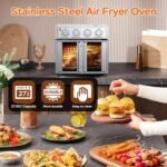 PlumChef 27.5 Quart Extra Large 6 Slices Air Fryer Convection Toaster Oven, French Door, 1700W, Multifunction Oven for Air Fryer, Toast, Grill, Defrost, Bake (Stainless Steel) - Image 5