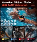 Militrary Smart Watch for Men,1.85" HD/800mAh Battery Smart watches for Android/iOS (Bluetooth Call Answer/Calls)Fitness Tracker,100+ Sports/LED Flashlight/IP68 Waterproof/Sleep Tracker Sliver - Image 7