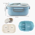 Adults Bento Lunch Box,Salad Container Large 43oz Salad Bowl, Bento-Style Tray for Toppings, 3oz Sauce Container for Dressings, and Built-In Reusable Fork (Blue) - Image 3