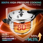 Premium Stainless Steel Pressure Cooker Non-Aluminum, 3 Quart Multi-Safety Protection Pressure Cooker, Induction Gas Electric Stove Compatible - Image 3
