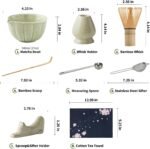 8 Pcs Matcha Whisk Set - HTRCXB Matcha Set with Ceramic Bowl, Bamboo Whisk & Holder, Scoop, Sifter, Measuring Spoon, Scoop Rest & Tea Towel, Complete Gift Kit for Beginners & Tea Lovers - Image 3