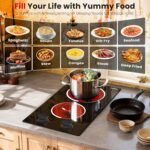 2 Burner Electric Cooktop - 12 Inch Plug in Portable 110V Electric Cook Top Two Burner, Built-in & Countertop Ceramic Stove Top with Knob Control, 9 Power Levels and Overheat Protection - Image 4