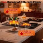 2 Burner Electric Cooktop - 12 Inch Plug in Portable 110V Electric Cook Top Two Burner, Built-in & Countertop Ceramic Stove Top with Knob Control, 9 Power Levels and Overheat Protection - Image 5