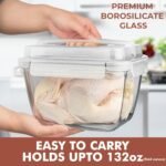 Razab 17 Cups / 132 Oz / 3900ml Large Glass Food Storage Containers with Lids - Leakproof, BPA-Free Large Meal Prep Container Ideal for Roasting Turkey, Store Leftover - Microwave & Oven Safe - Image 3