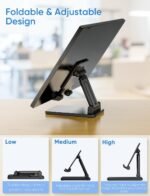 ARZOPA Cell Phone Stand Angle Height Adjustable Phone Holder for Desk, Foldable Phone Stand, Compatible with iPhone, iPad, Surface Pro, Portable Monitor 7" - 15.6" - Image 4
