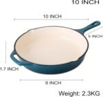 Enameled Cast Iron Skillet, Non Stick Fry Pan, Induction Compatible (Peacock Blue, 10 inch) - Image 3
